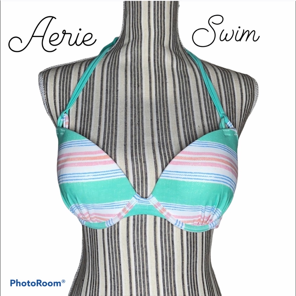 New Aerie Swim Halter Bikini Top 36C Multicolor - Picture 1 of 10